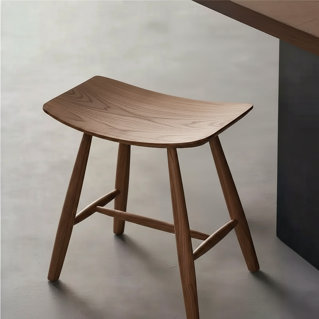 Solid Ash Wood Saddle Stool