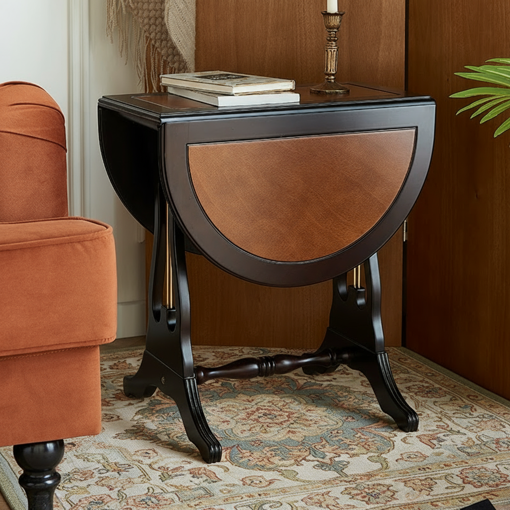 Birch Wood Drop-Leaf Side Table