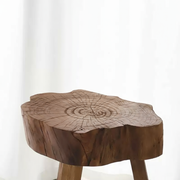 Rustic Live Edge Elm Wood Stool & Side Table