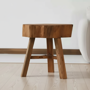 Rustic Live Edge Elm Wood Stool & Side Table
