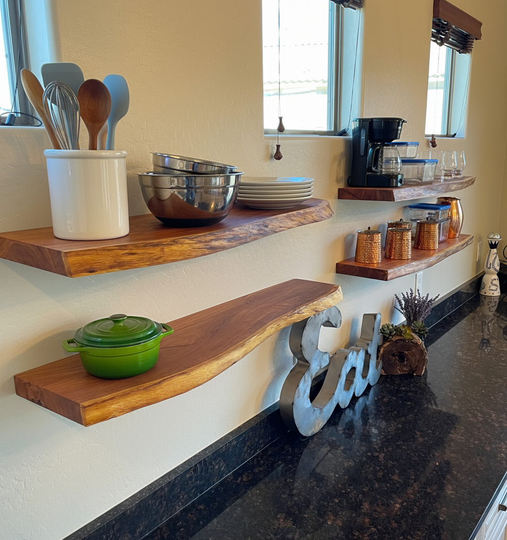 Live Edge Wooden Floating Shelf