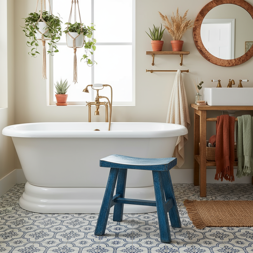 Vintage Painted Wooden Stools