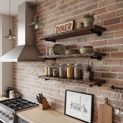 Rustic Hand-Carved Live Edge Solid Wood Floating Shelf