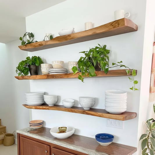 Solid Wood Live Edge Floating Shelf