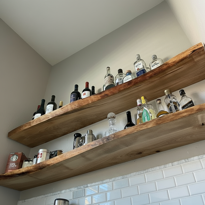 Solid Wood Live Edge Floating Shelf