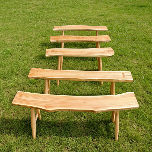 Handcrafted Live Edge Solid Wood Bench