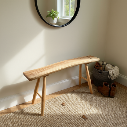 Handcrafted Live Edge Solid Wood Bench