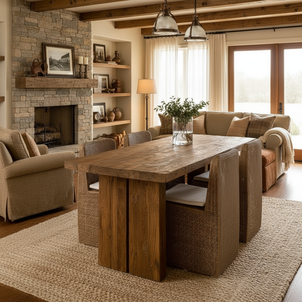 Rustic Solid Wood  Dining Table