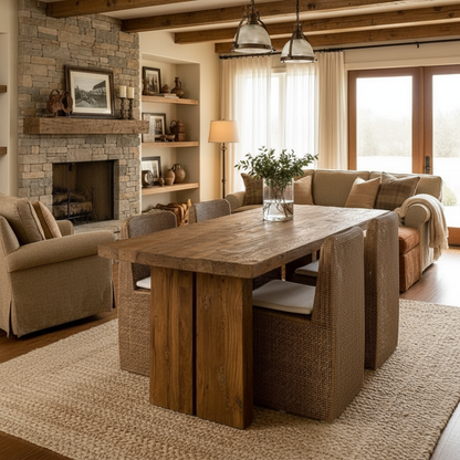 Rustic Solid Wood  Dining Table
