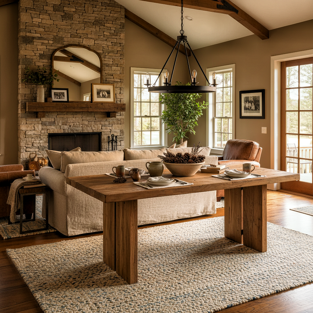 Solid Elm Wood Dining Table | Rustic Pedestal Dining Table