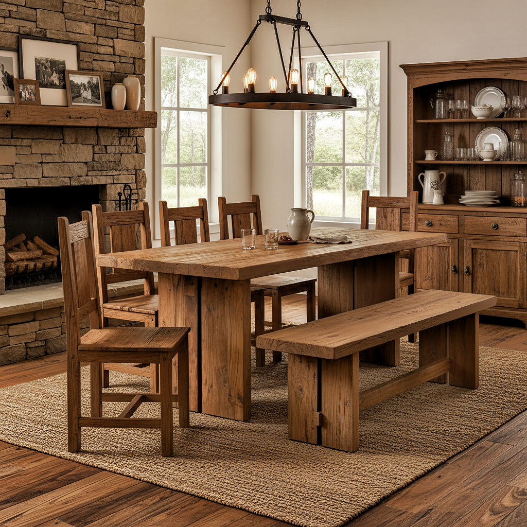 Rustic Solid Wood  Dining Table