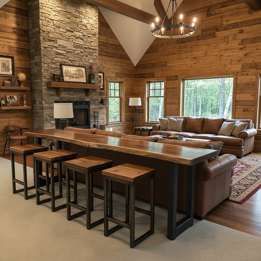 Solid Wood & Metal Bar Stool