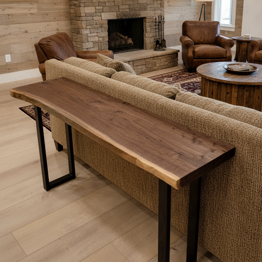 Live Edge Solid Wood Bar Table