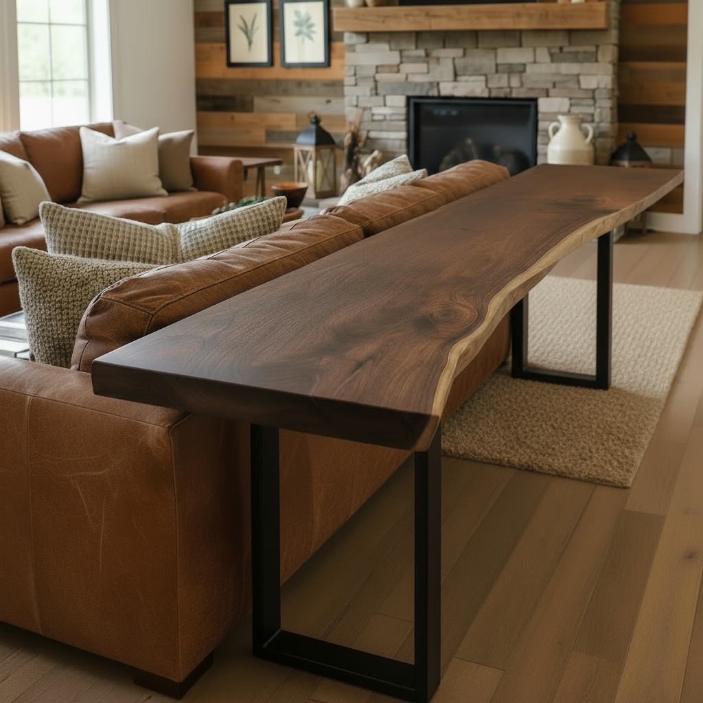 Live Edge Solid Wood Bar Table