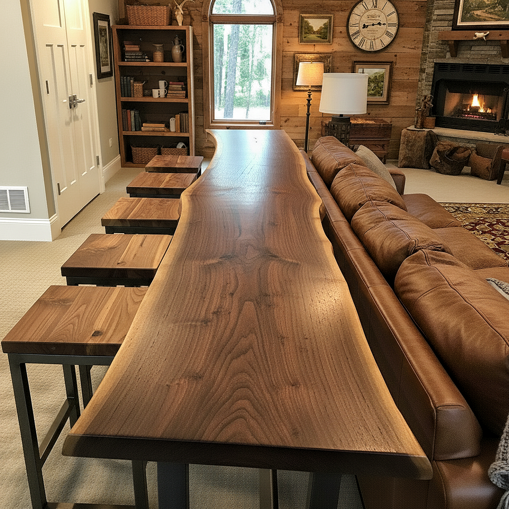 Live Edge Solid Wood Bar Table
