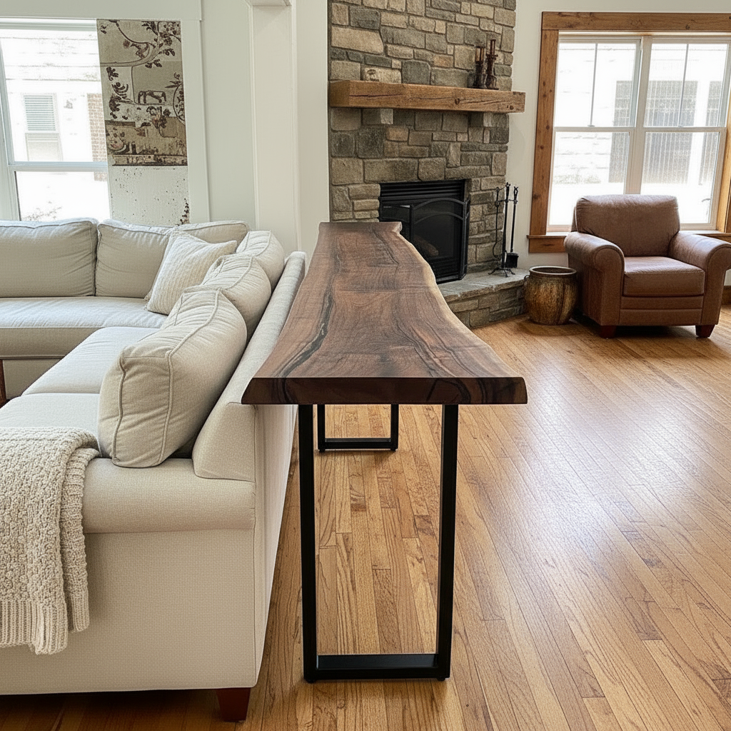 Live Edge Solid Wood Bar Table
