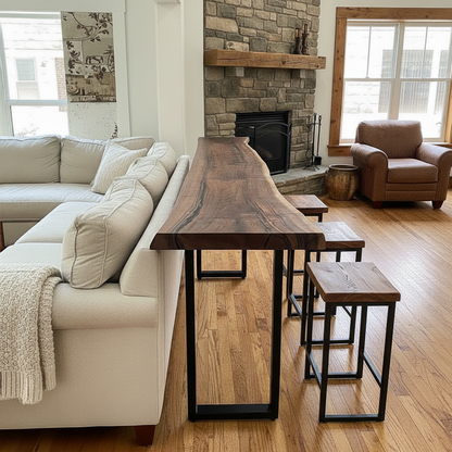 Live Edge Solid Wood Bar Table