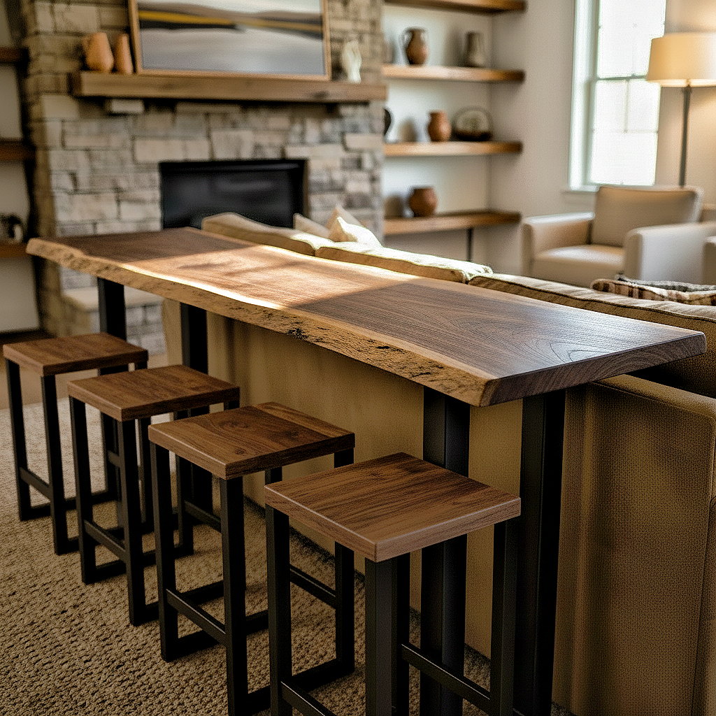 Live Edge Solid Wood Bar Table