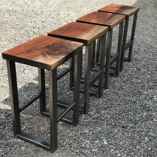 Solid Wood & Metal Bar Stool