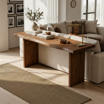 Rustic Solid Wood Entryway Table / Console Table – Natural Live Edge Design