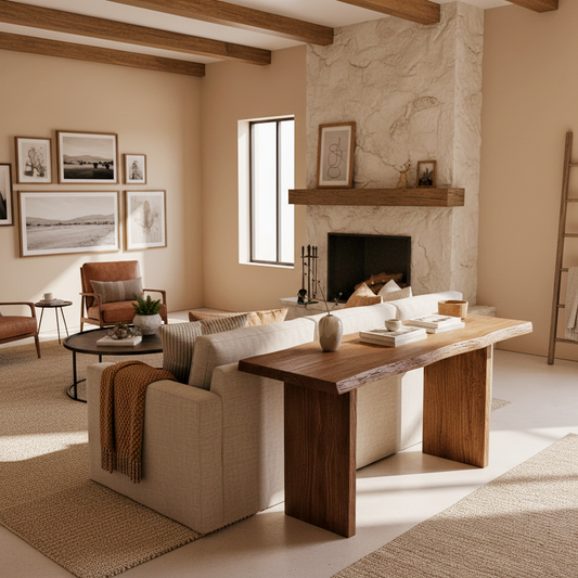 Rustic Solid Wood Entryway Table / Console Table – Natural Live Edge Design