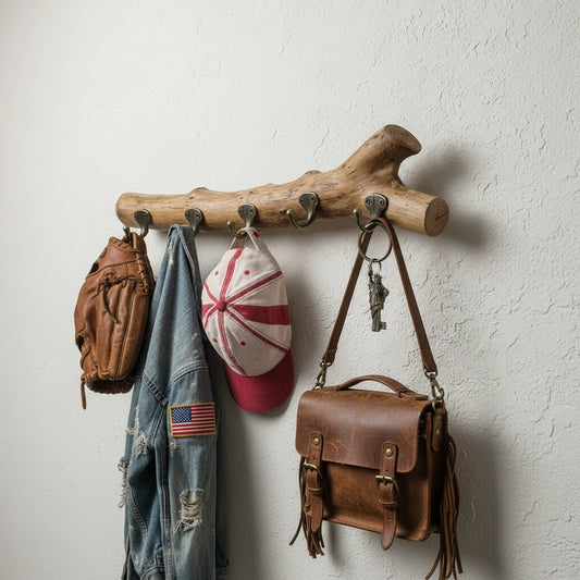 Rustic Wooden Branch Wall Hooks