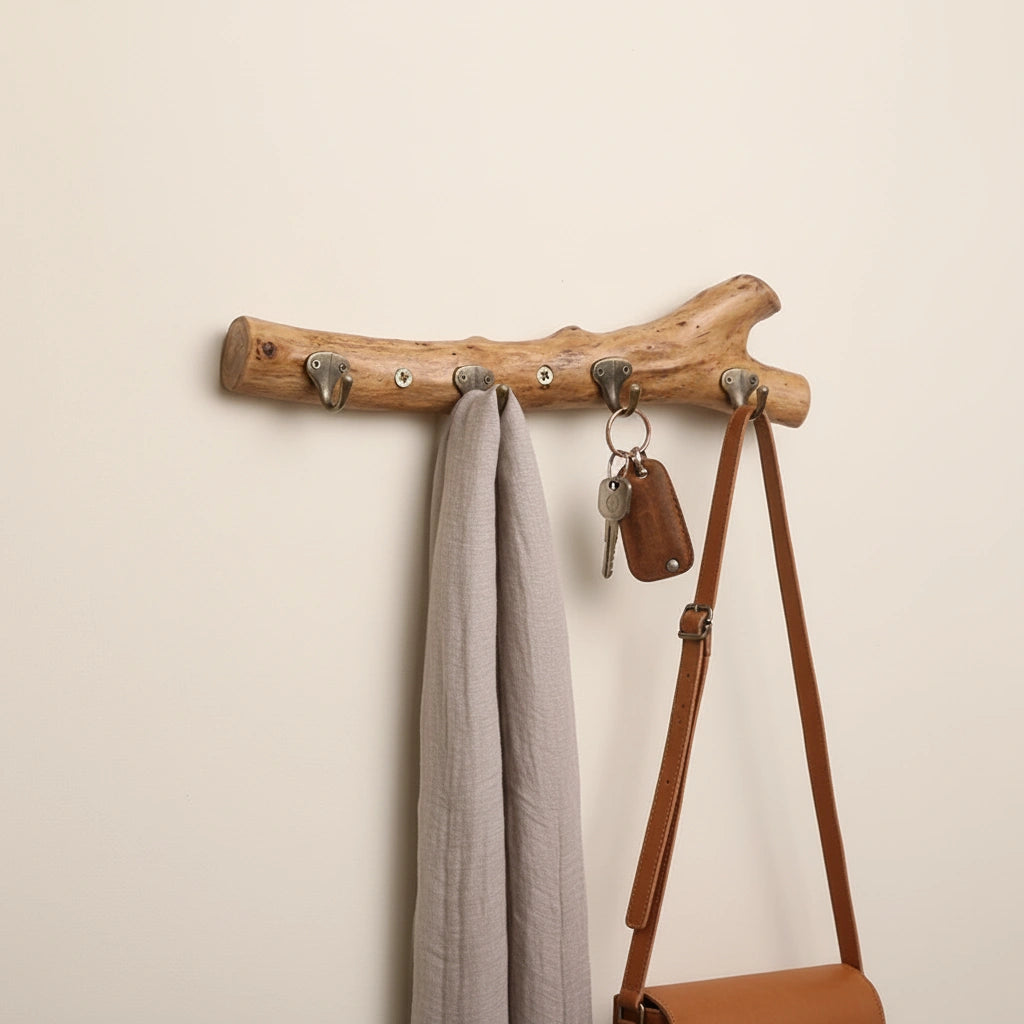 Rustic Wooden Branch Wall Hooks
