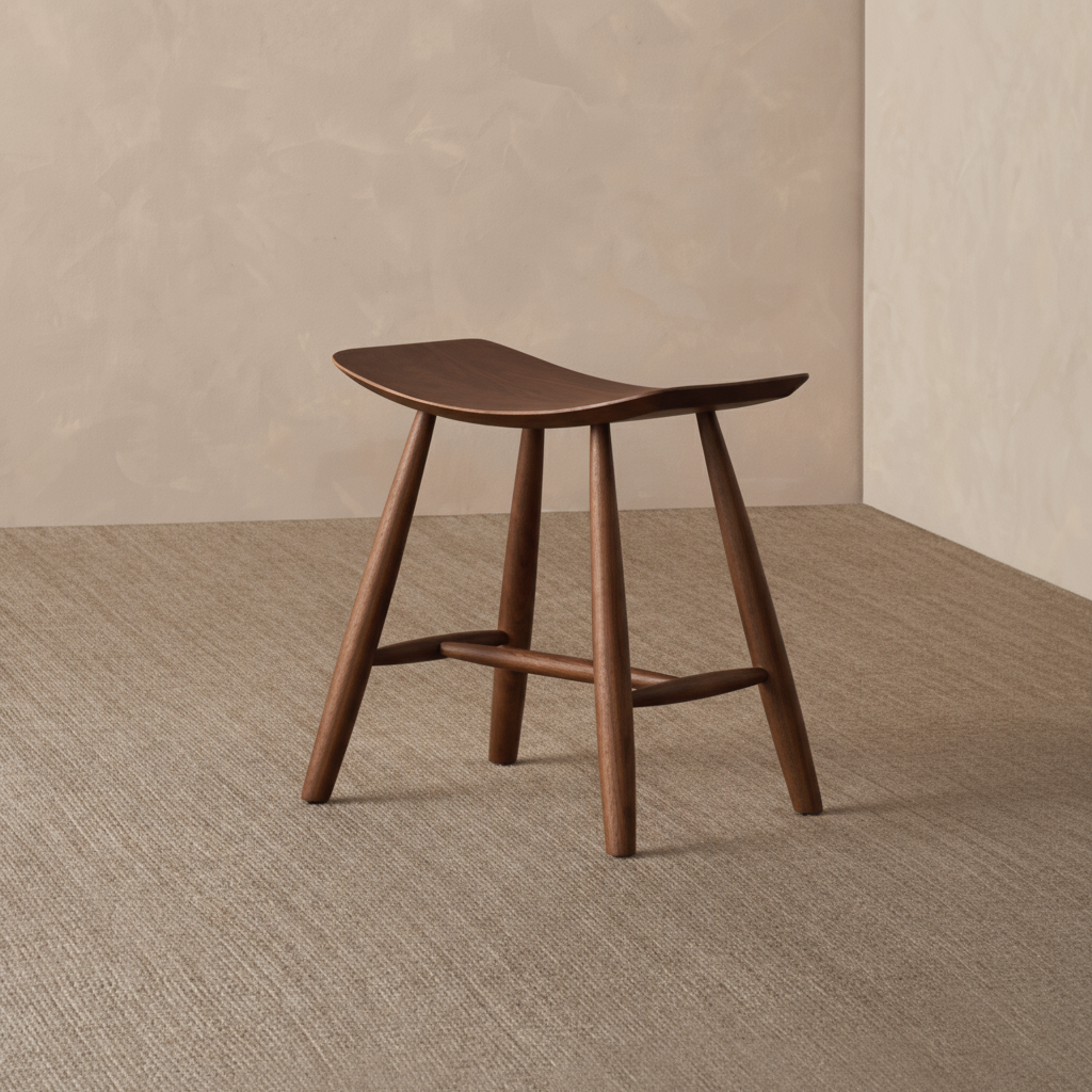 Solid Ash Wood Saddle Stool