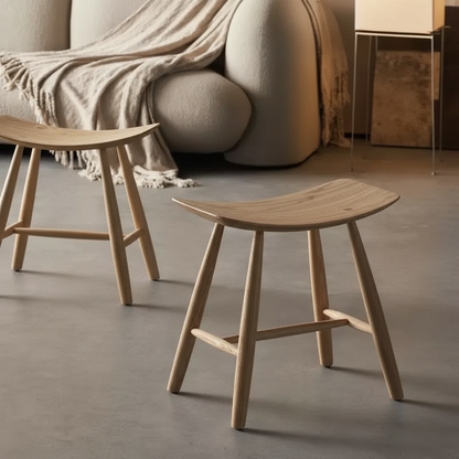 Solid Ash Wood Saddle Stool