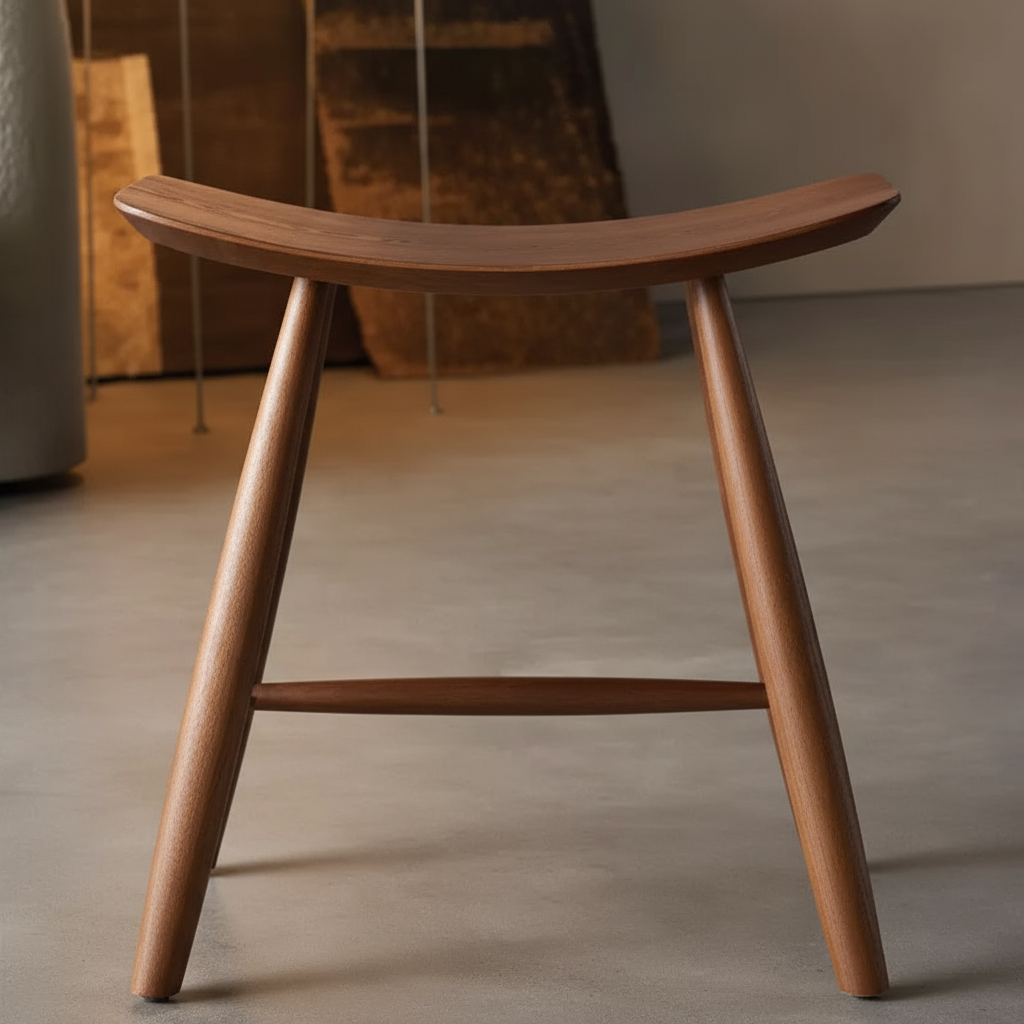 Solid Ash Wood Saddle Stool