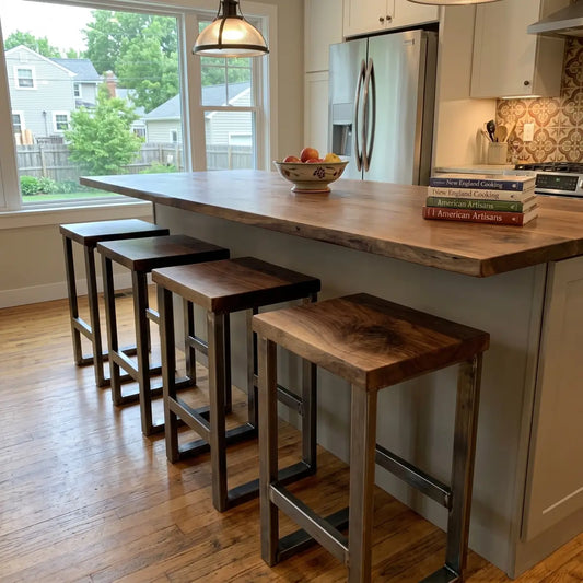 Industrial Solid Wood Bar Stool | Counter Stool & Dining Stool