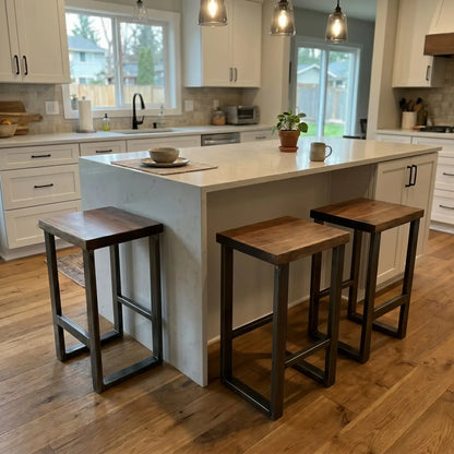 Industrial Solid Wood Bar Stool | Counter Stool & Dining Stool