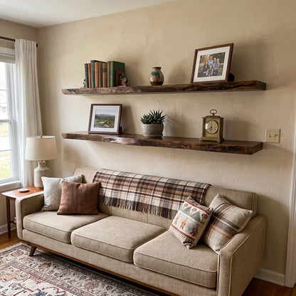Live Edge Solid Wood Floating Shelf
