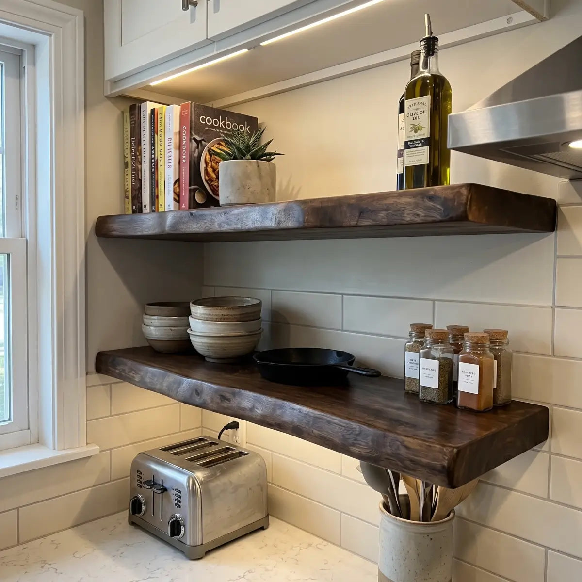Live Edge Solid Wood Floating Shelf