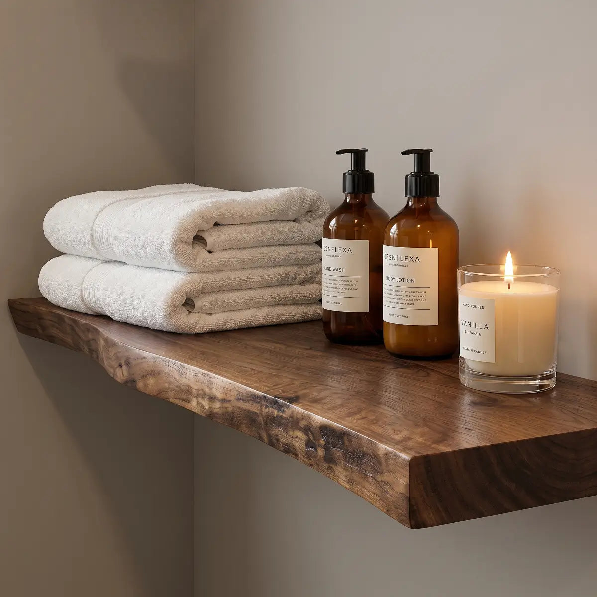 Live Edge Solid Wood Floating Shelf