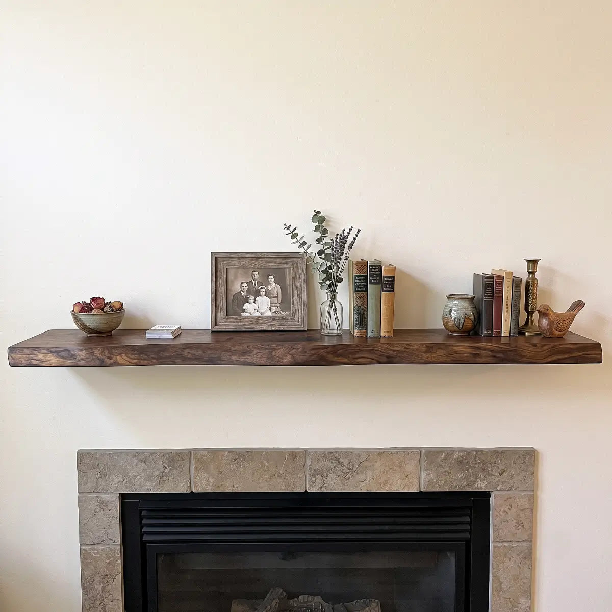 Live Edge Solid Wood Floating Shelf