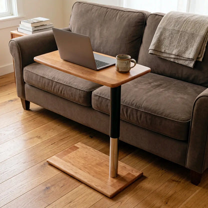 Solid wood living room side table with adjustable height