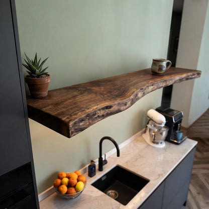 Live Edge Solid Wood Floating Shelf