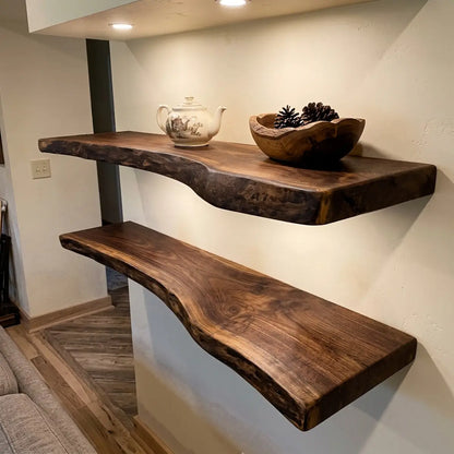 Live Edge Solid Wood Floating Shelf