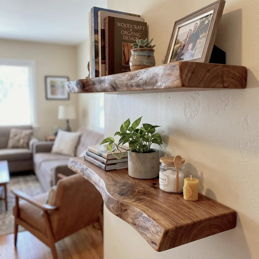 Live Edge Wooden Floating Shelf
