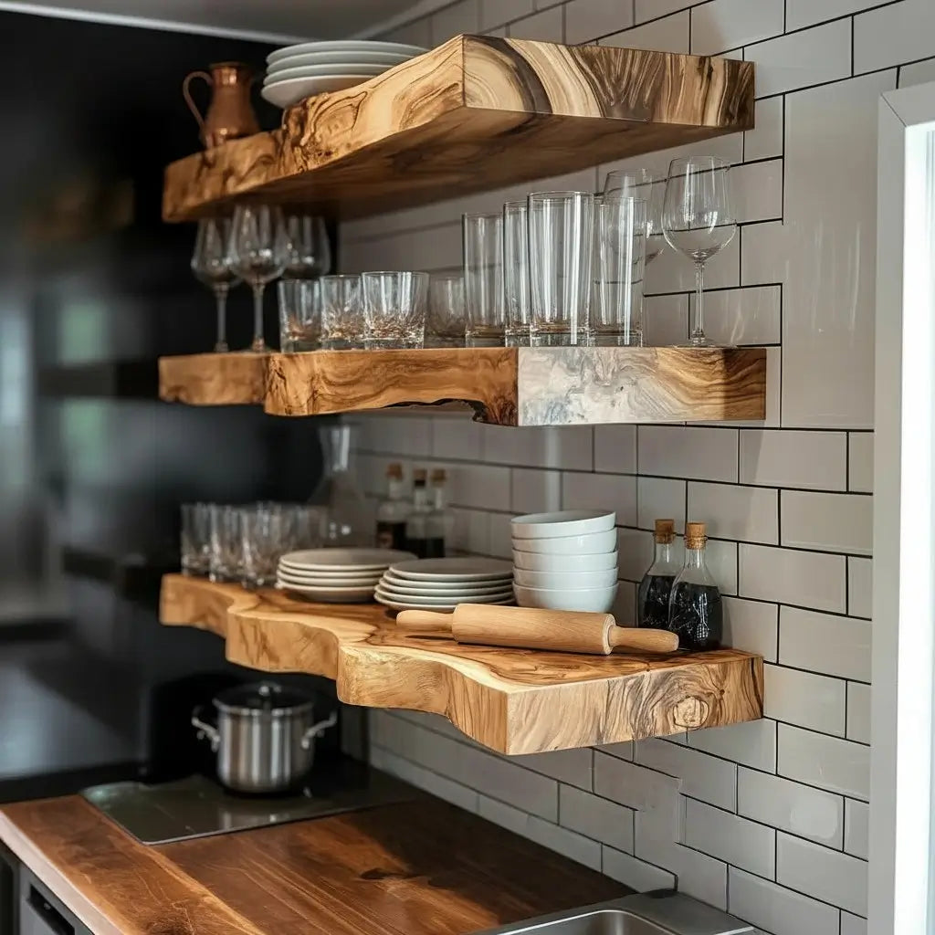 Live Edge Wooden Floating Shelf - 2" Thick