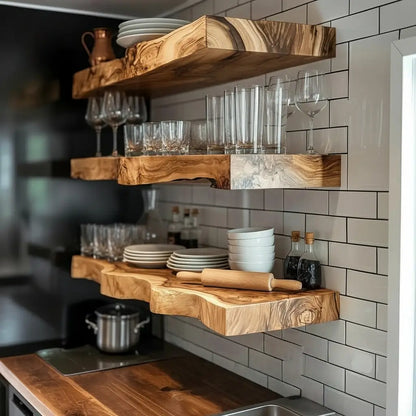 Live Edge Wooden Floating Shelf - 2" Thick