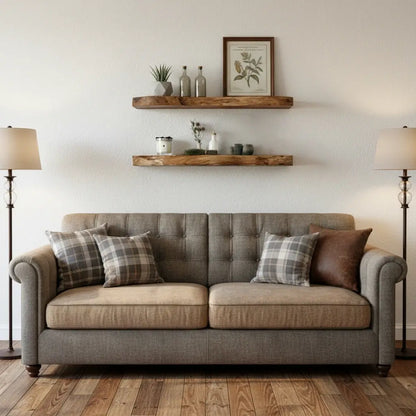 Live Edge Wooden Floating Shelf - 2" Thick