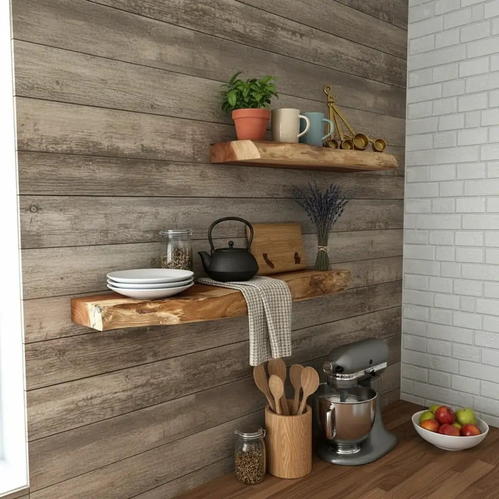 Live Edge Wooden Floating Shelf - 2" Thick