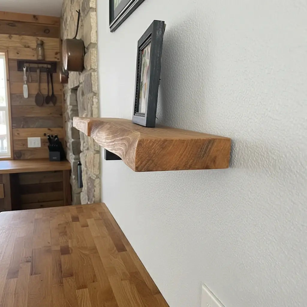 Live Edge Wooden Floating Shelf - 2" Thick