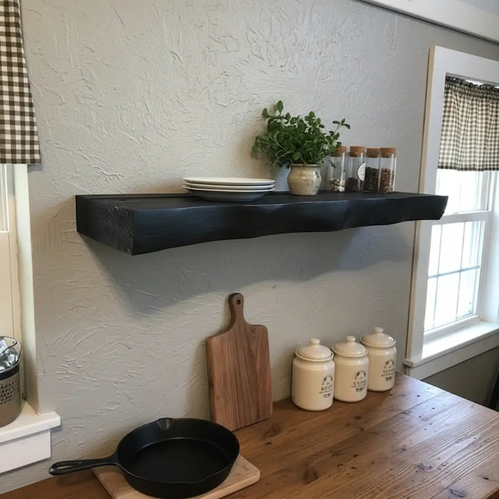 Live Edge Wooden Floating Shelf - 2" Thick