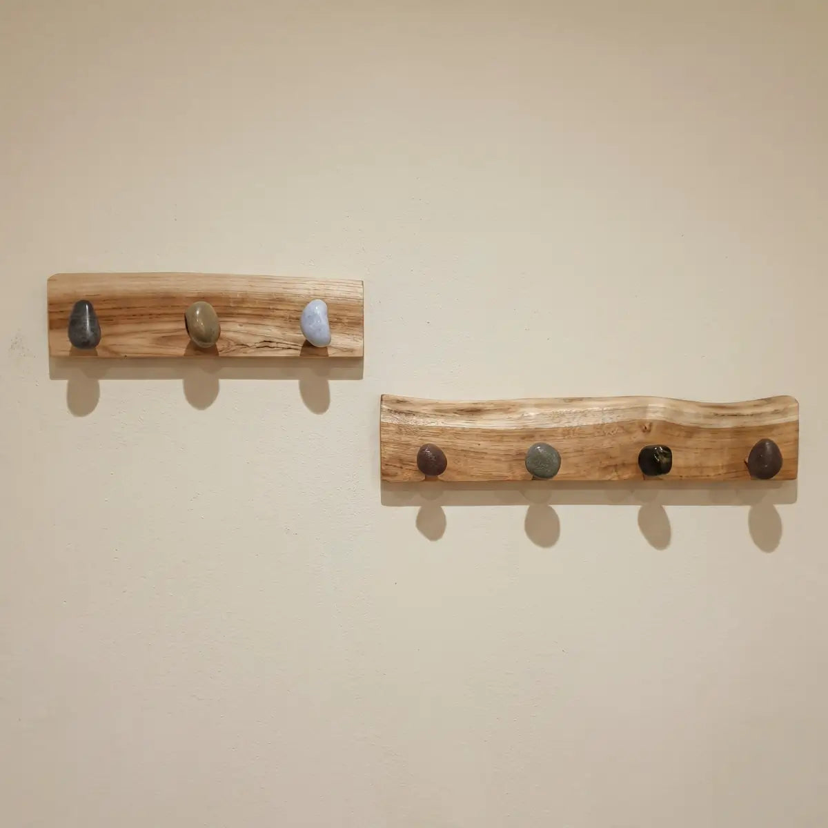 Live Edge Natural Wood Pebble Wall Hook Rack