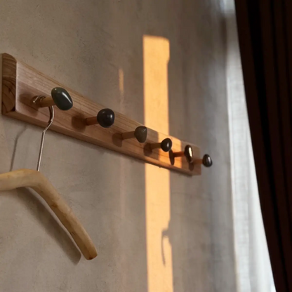 Live Edge Natural Wood Pebble Wall Hook Rack