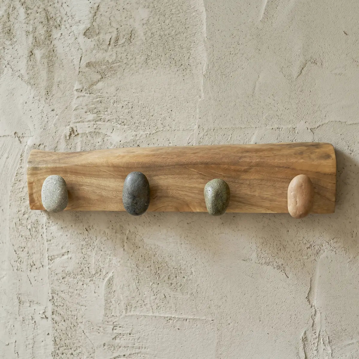 Live Edge Natural Wood Pebble Wall Hook Rack