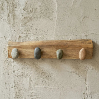 Live Edge Natural Wood Pebble Wall Hook Rack